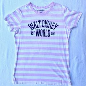 Disney World Pink XL Stripped Jersey Top